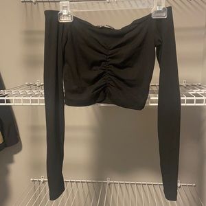 NWOT* SHEIN Black Long Sleeve Off The Shoulder Ribbed Top in Size XS